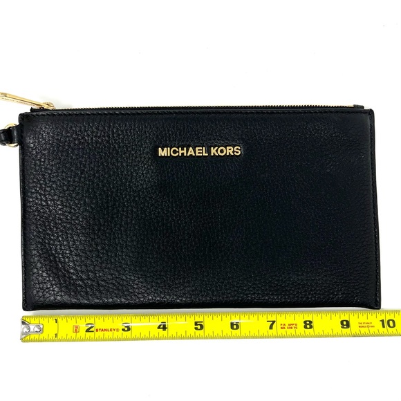 Michael Kors Jet Set Black Pebbled Leather Wristlet Wallet - Picture 6 of 7